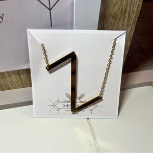 Gold Stainless Steel Big “Z” Initial Pendant Necklace